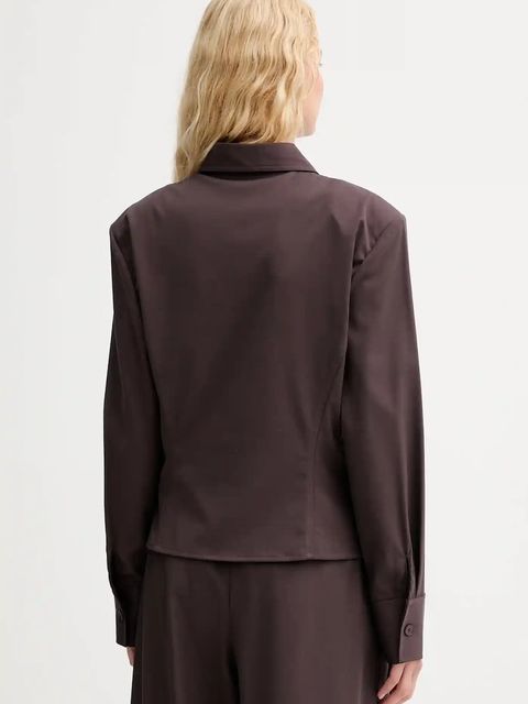 ISABELLE BLANCHE koszula z wełną damska kolor bordowy regular z kołnierzykiem klasycznym IS25FW-C037-T002