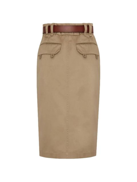 Saint Laurent belted midi skirt - Neutrals - zdjęcie produktu nr 2