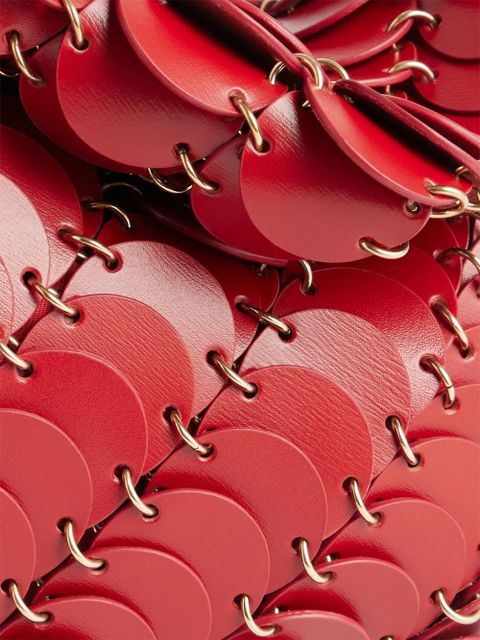Rabanne scale-pattern leather shoulder bag - Red