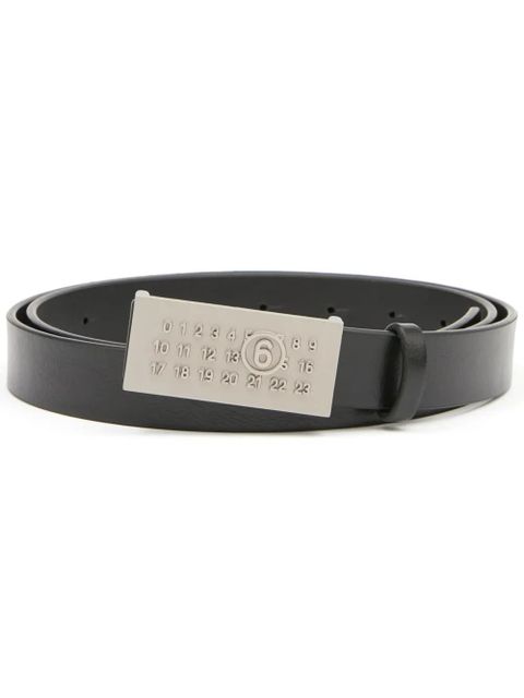 MM6 Maison Margiela Numeric Signature leather belt - Black - zdjęcie produktu nr 1