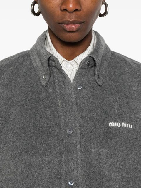 Miu Miu logo-embroidered shirt - Grey