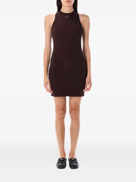 Miu Miu cross-back sleeveless dress - Brown - zdjęcie produktu nr 1
