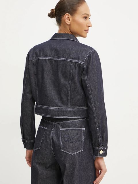 Karl Lagerfeld kurtka jeansowa damska kolor granatowy przejściowa A1W14048