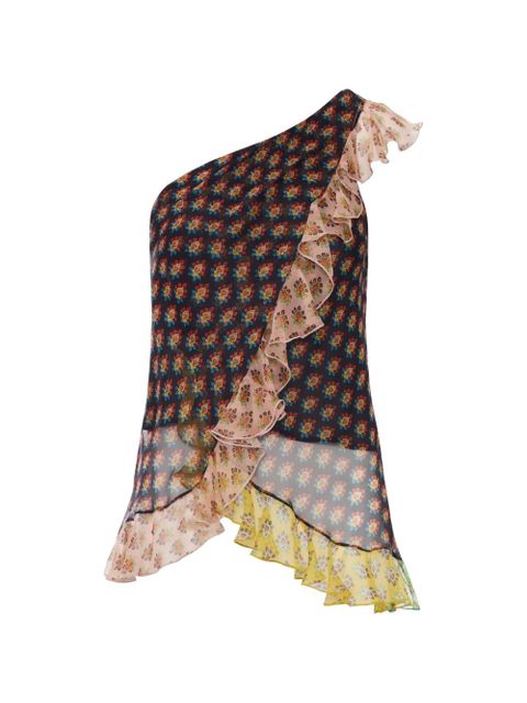 ETRO asymmetric floral print blouse - Black - zdjęcie produktu nr 1