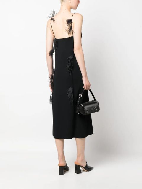 Jil Sander feather-trim slip dress - Black - zdjęcie produktu nr 2