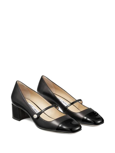Jimmy Choo Elisa 45 pearl-embellishment square-toe pumps - Black - zdjęcie produktu nr 2