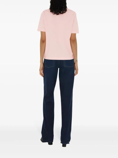 Burberry logo embroidered cotton t-shirt - Pink