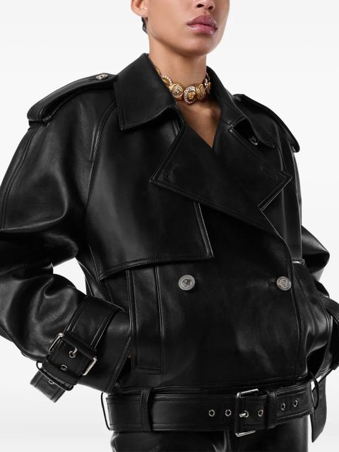 Versace belted leather jacket - Black
