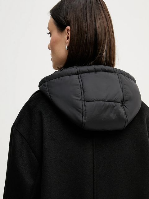 Pedro del Hierro płaszcz z dodatkiem wełny kolor czarny 7522239