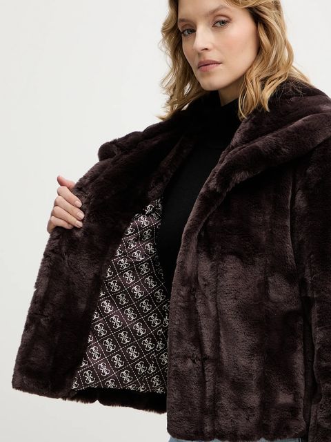 Guess kurtka damska kolor brązowy przejściowa