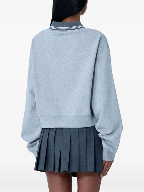 Miu Miu ribbed-collar embroidered sweatshirt - Blue