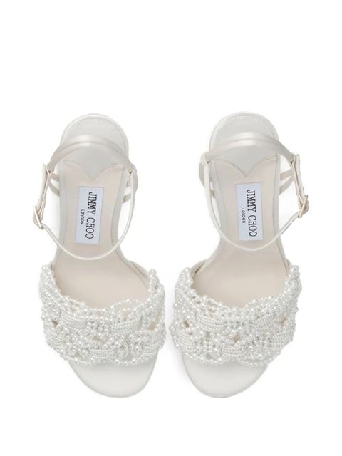 Jimmy Choo 85mm leather heeled sandals - Neutrals