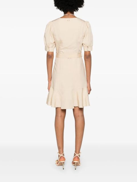 TWINSET puff-sleeves flared midi dress - Neutrals