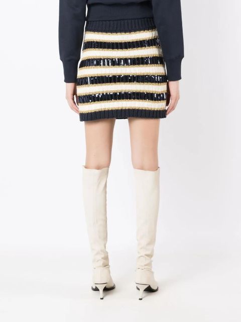 Valentino Garavani Rockstud-detail stripe-knit skirt - Blue - zdjęcie produktu nr 2