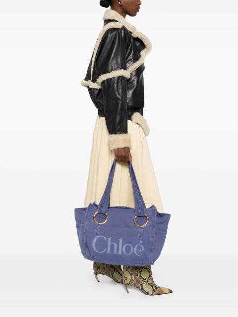 Chloé medium logo-print tote bag - Blue - zdjęcie produktu nr 2