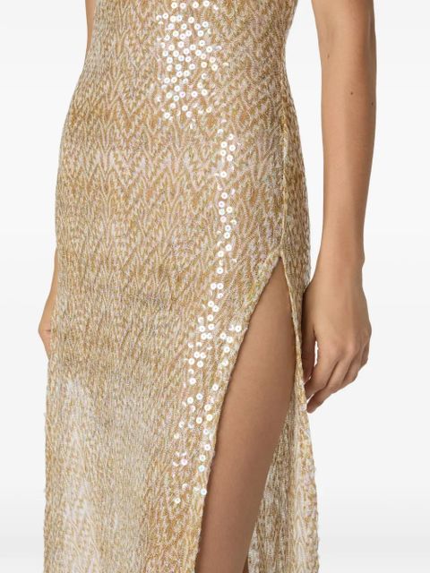 Missoni sequin split maxi beach dress - Gold