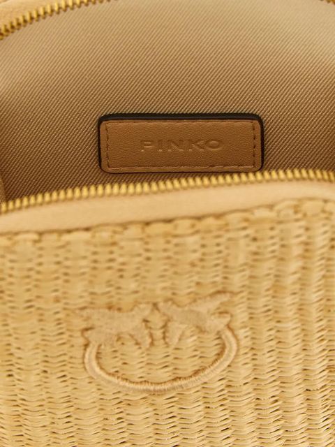 PINKO Love Birds Diamond braided smartphone holder - Neutrals