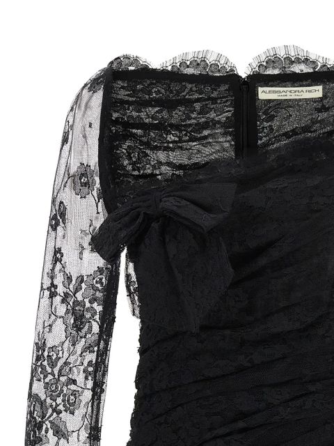 Alessandra Rich bow-detailed lace mini dress - Black