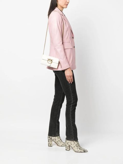 PINKO Love One leather crossbody bag - White