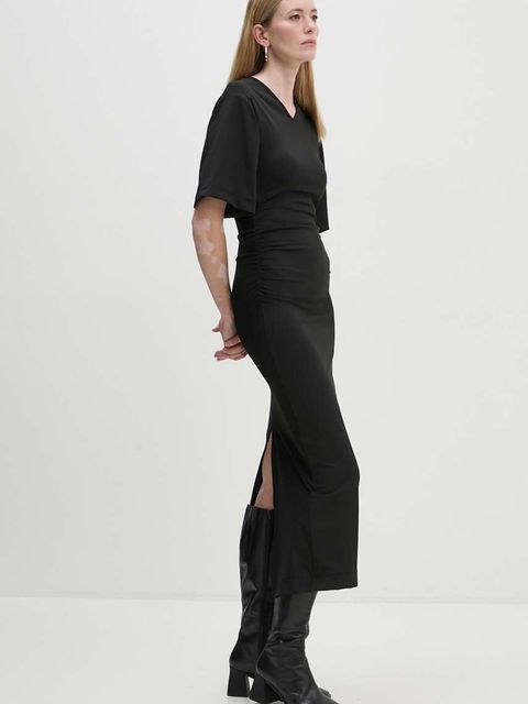 Day Birger et Mikkelsen sukienka Margaret - Modern Interlock kolor czarny maxi dopasowana DAY65243428