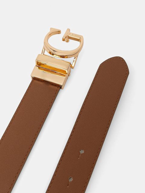 Guess pasek dwustronny NEDA damski kolor beżowy BW9267 P5330