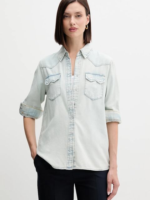 United Colors of Benetton koszula jeansowa damska kolor niebieski regular z kołnierzykiem klasycznym - zdjęcie produktu nr 1