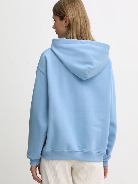 La Mania bluza TAE damska kolor niebieski z kapturem z nadrukiem TAE
