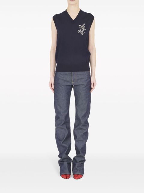 Maison Margiela intarsia-knit wool vest - Blue