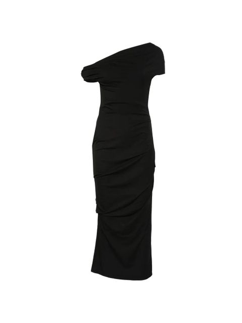 Paris Georgia one-shoulder gathered midi dress - Black - zdjęcie produktu nr 1