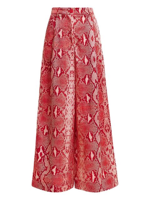 Essentiel Antwerp pleated snakeskin-print trousers - Red - zdjęcie produktu nr 1