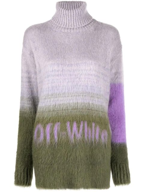 Off-White intarsia-knit logo roll-neck jumper - Purple - zdjęcie produktu nr 1