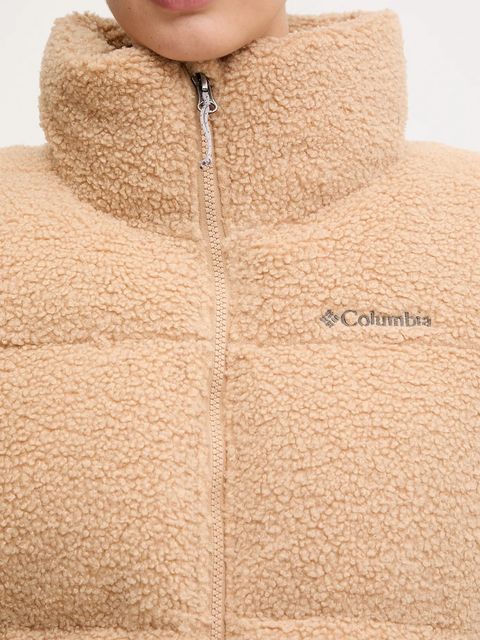 Columbia kurtka Puffect Sherpa damska kolor beżowy zimowa oversize 2089231