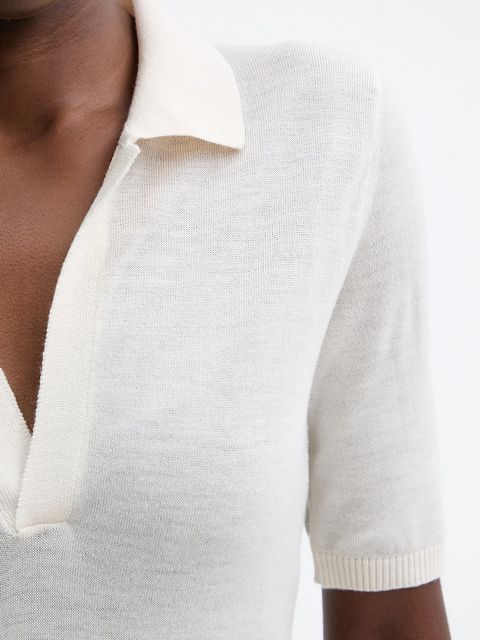 Simona Corsellini polo wełniane damski kolor beżowy A25CPMGE0501 - zdjęcie produktu nr 2