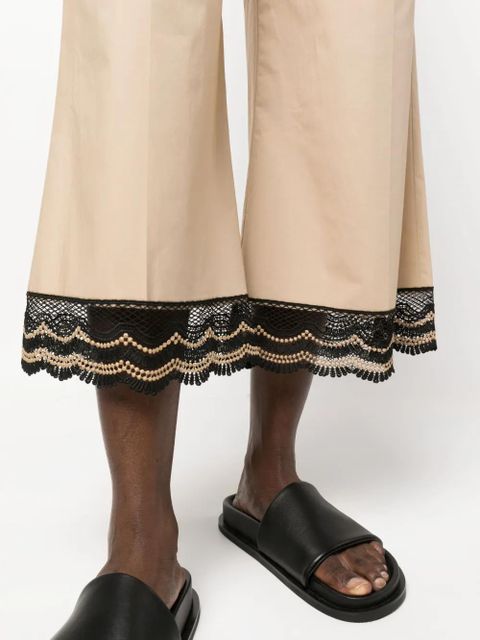 TWINSET lace-trim wide-leg trousers - Neutrals