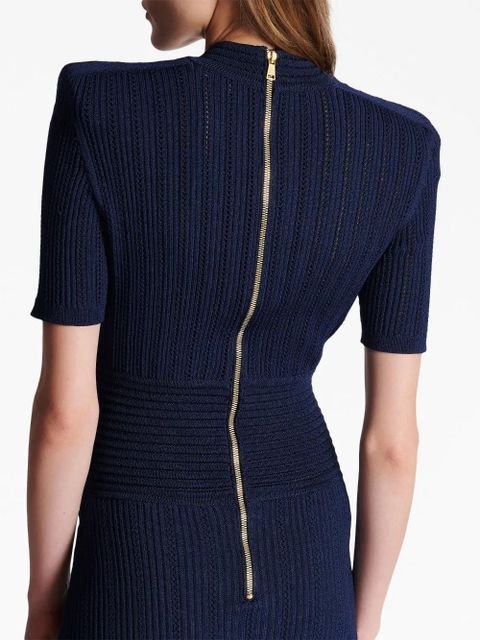 Balmain V-neck knitted dress - Blue