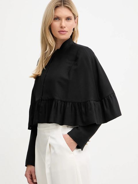 Twinset marynarka z domieszką wełny kolor czarny jednorzędowa gładka 252TS2062