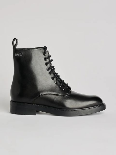 Karl Lagerfeld botki BLAKE damskie kolor czarny na płaskim obcasie KL41454 - zdjęcie produktu nr 1