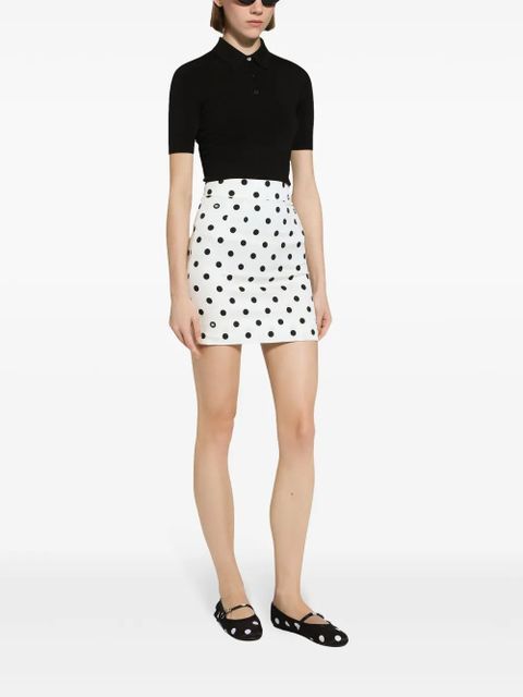 Dolce & Gabbana polka-dot mini skirt - White