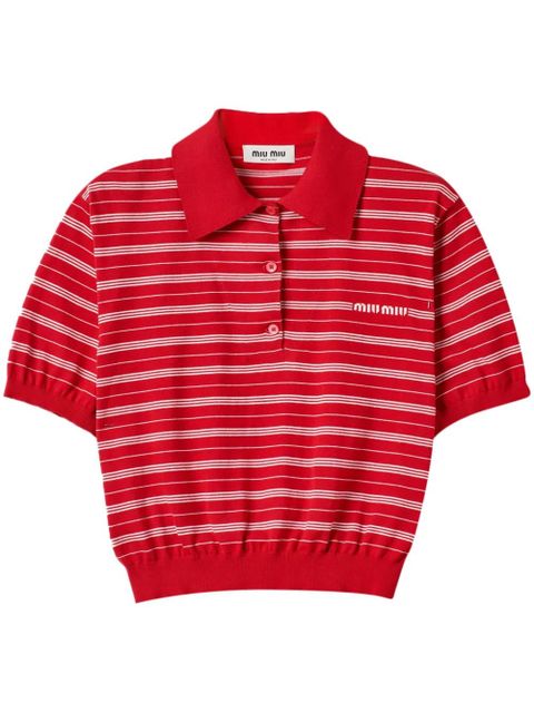 Miu Miu intarsia-knit logo polo shirt - Red - zdjęcie produktu nr 1
