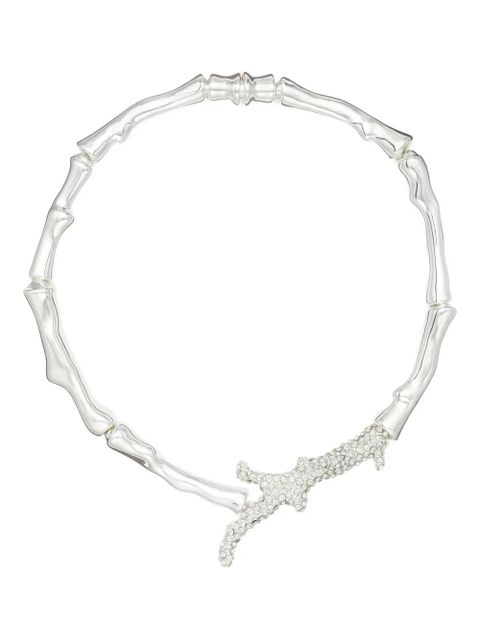 Tory Burch coral-design crystal necklace - Silver - zdjęcie produktu nr 1