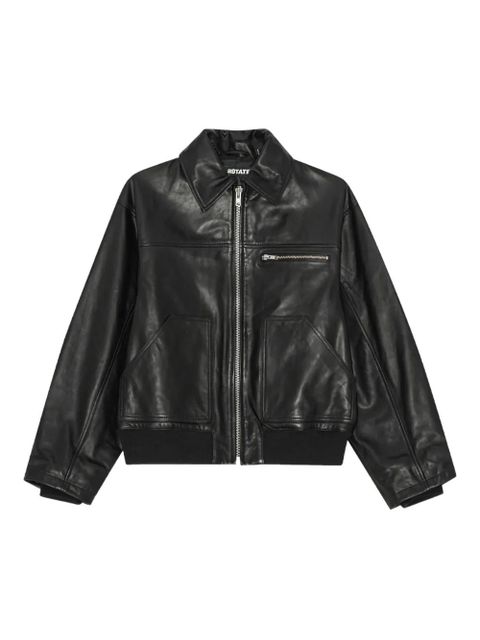 ROTATE BIRGER CHRISTENSEN zip leather bomber jacket - Black - zdjęcie produktu nr 1