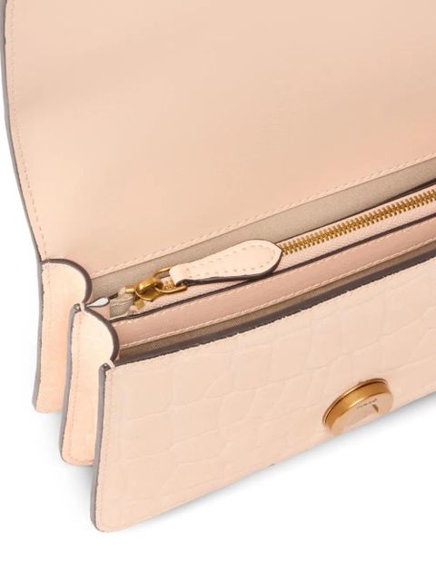 PINKO crocodile-effect bird chain cross body bag - Neutrals