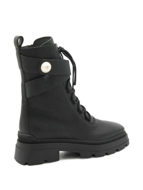 Jimmy Choo 45mm pearl-embellished lace-up combat boots - Black