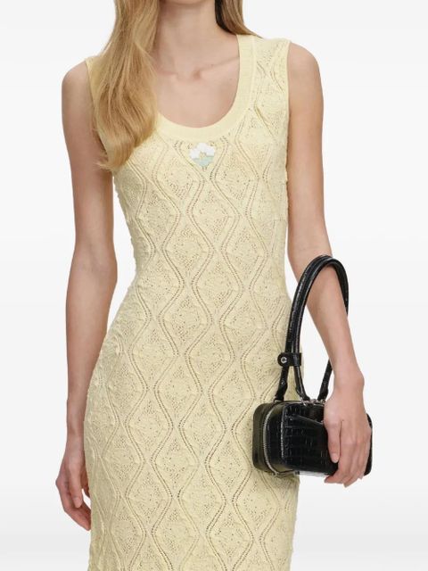 Self-Portrait floral embroidery midi dress - Yellow