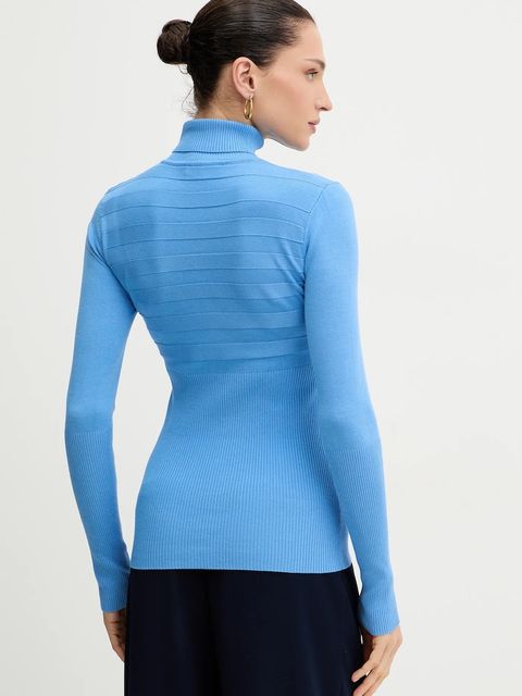 Morgan sweter MENTOS.M damski kolor niebieski z golfem MENTOS.M