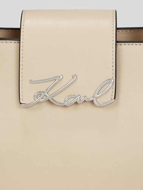 Karl Lagerfeld torebka skórzana K/SIGNATURE kolor beżowy A3W30133