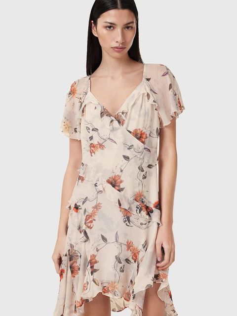 AllSaints sukienka z domieszką jedwabiu DARMA - zdjęcie produktu nr 2