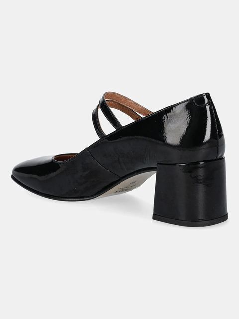 Jonak czółenka skórzane ALIENAR VERNIS PLISSE kolor czarny na słupku 3300131