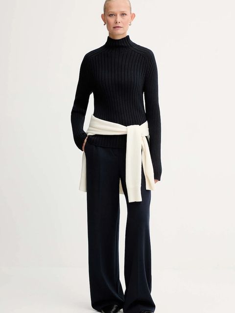 Marc O'Polo sweter bawełniany damski kolor granatowy z półgolfem 509605960173 - zdjęcie produktu nr 2