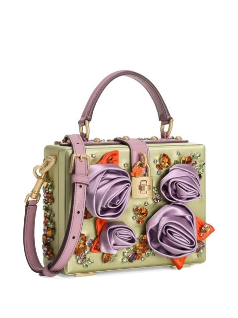 Dolce & Gabbana Dolce Box satin and patent leather handbag - Green